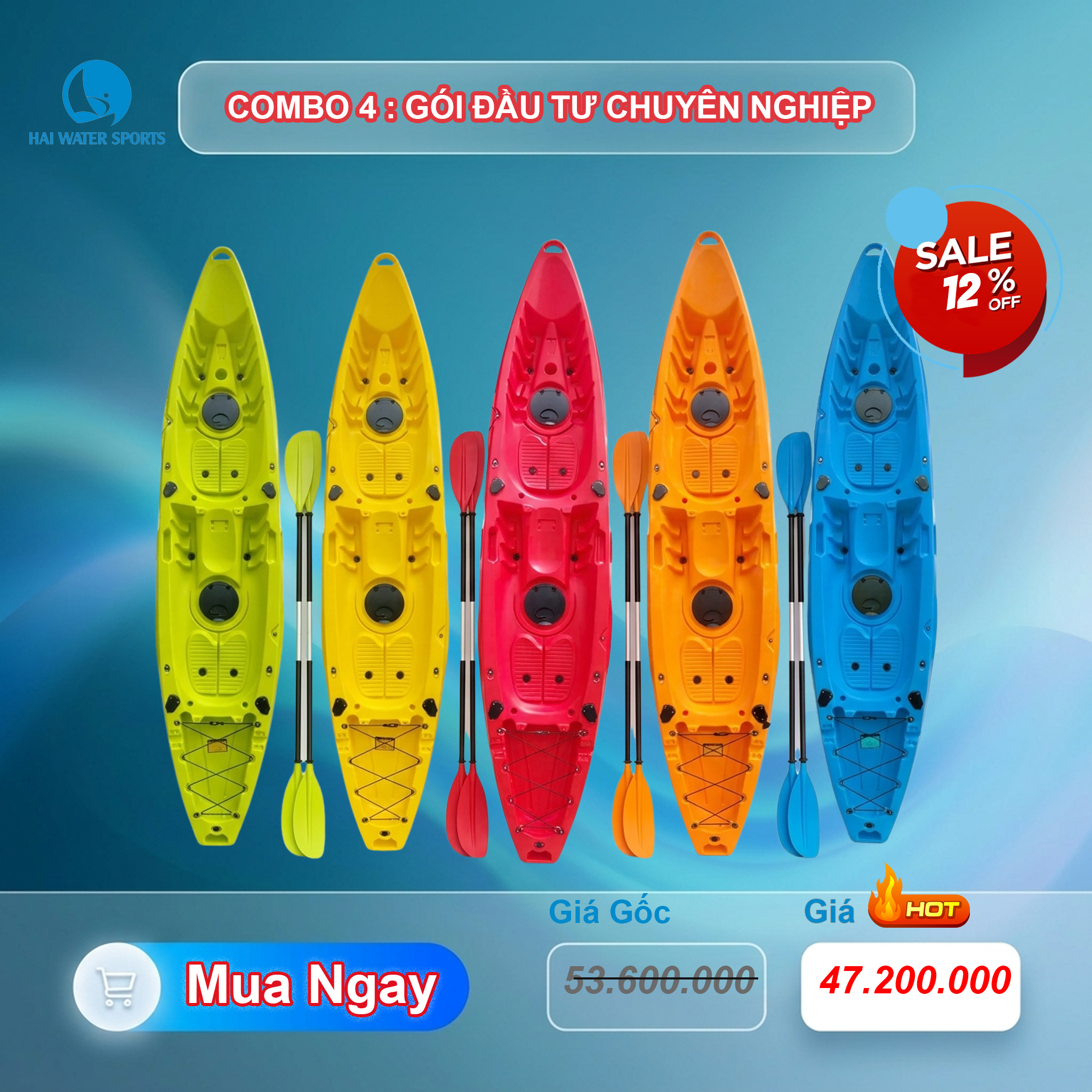 Thuyền kayak nhựa 2 chỗ ngồi Real Young